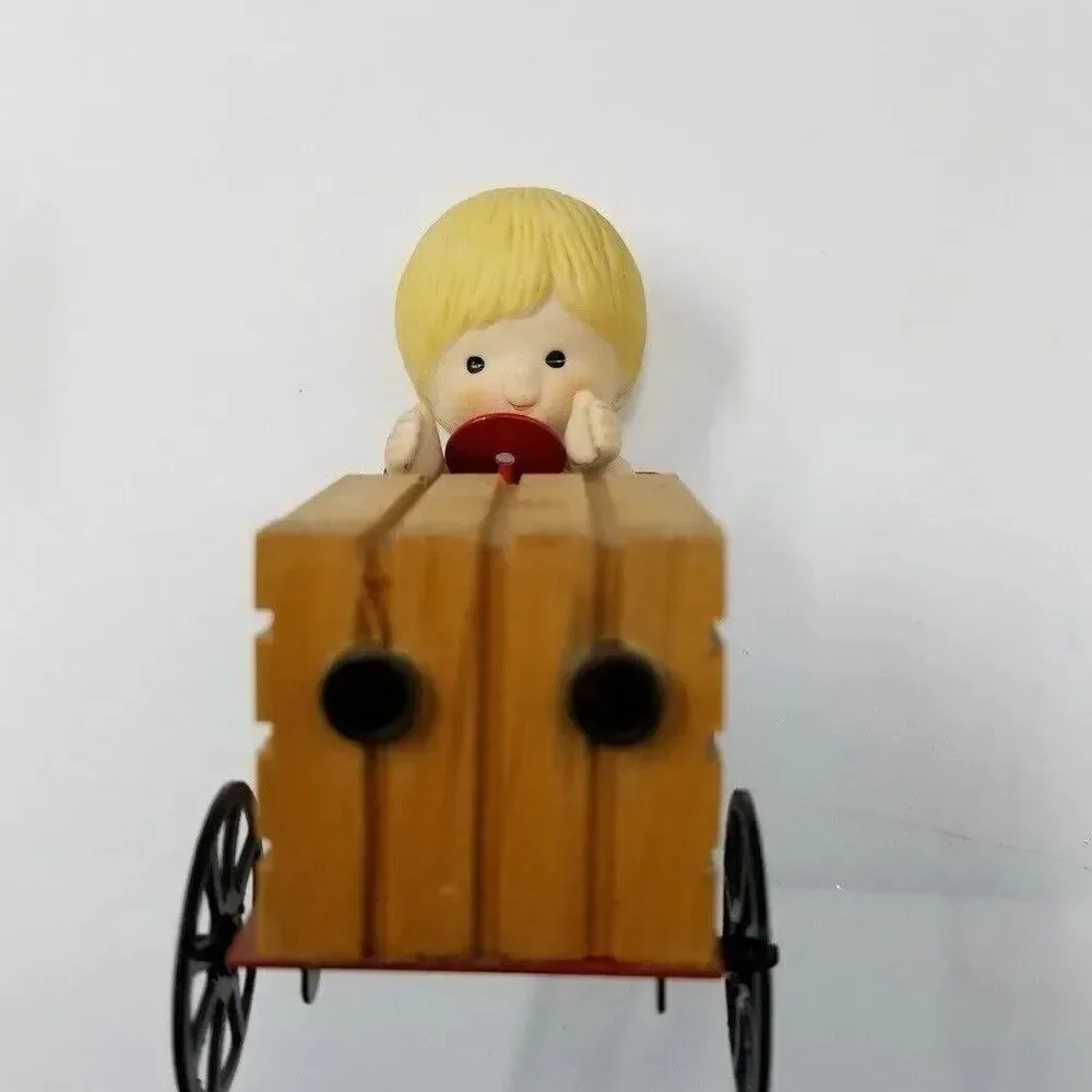 Vintage Enesco Scooter Go-Cart Metal Wood Brochure Country Cousins Figurine